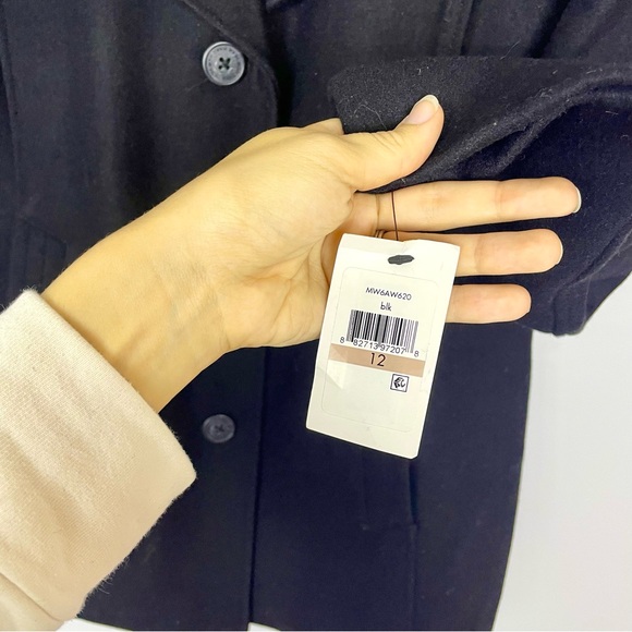 NWT Marc New York Wool Blend Borlange Collared Peacoat Black Women's Size 12 - Picture 4 of 13